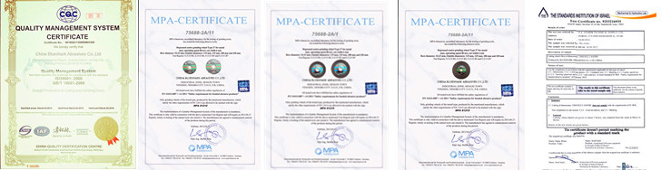 Abrasives MPA certificates